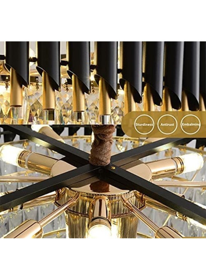 Round K9 Crystal Chandelier | Modern Chandelier Light Fixture For Hallway, Living Room, Hotel & 500Mm Black Gold Chandelier - Modern Living Room Jhumar With K9 Crystal Or 5 Tier Led Light.  - Image 4