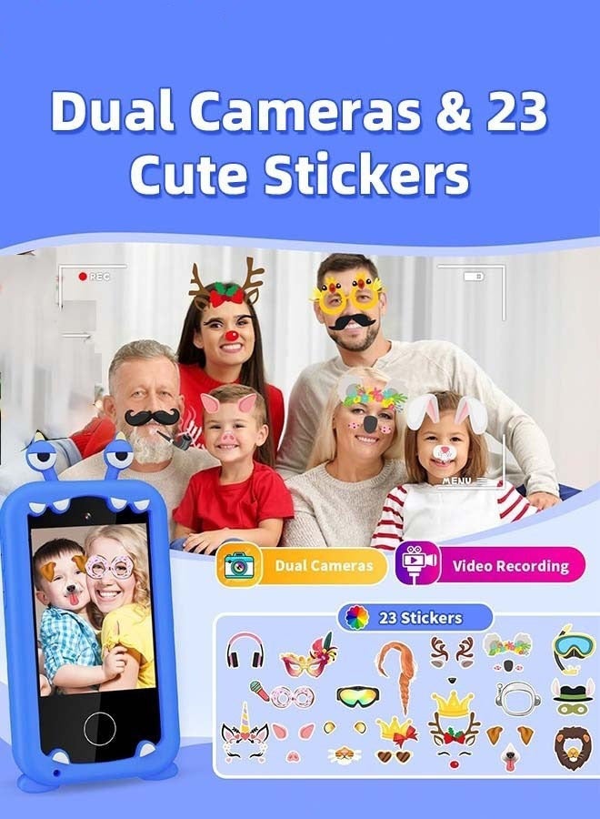 دوركو هاتف ذكي تعليمي للأطفال بقياس 2.8 بوصة مع بطاقة SD 8 جيجابايت ورباط للرقبة، كاميرا مزدوجة، ألعاب، مشغل موسيقى، هدية عيد ميلاد للأطفال 3+ سنوات. - Image 3