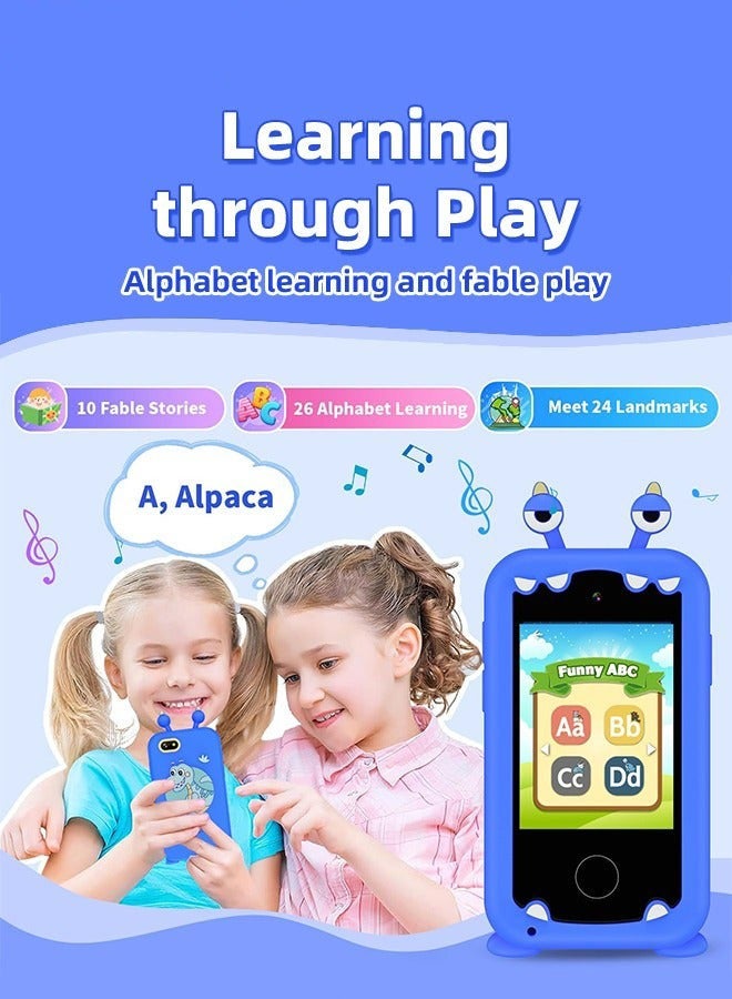 دوركو هاتف ذكي تعليمي للأطفال بقياس 2.8 بوصة مع بطاقة SD 8 جيجابايت ورباط للرقبة، كاميرا مزدوجة، ألعاب، مشغل موسيقى، هدية عيد ميلاد للأطفال 3+ سنوات. - Image 4