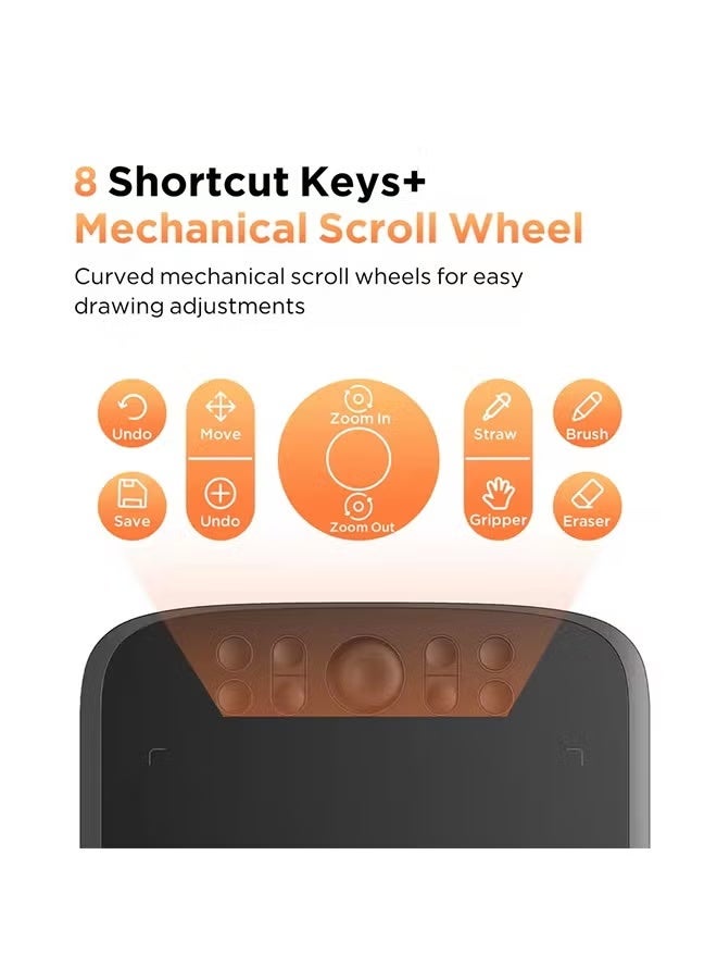 UGEE M908 Graphics Drawing Tablet 10 Inch 8 Hot Keys Scroll Wheel 16K Levels Pressure Compatible for Windows Mac Android - Image 3