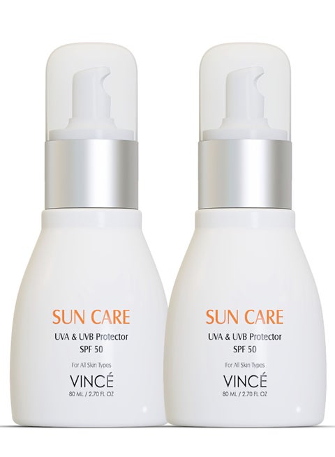 Sunblock SPF 50 Deal 2 – Broad-Spectrum UVA/UVB Protection – Prevents Sun Damage, Premature Aging & Hyperpigmentation – Hydrates & Soothes Skin – No White Cast, 80ml Each