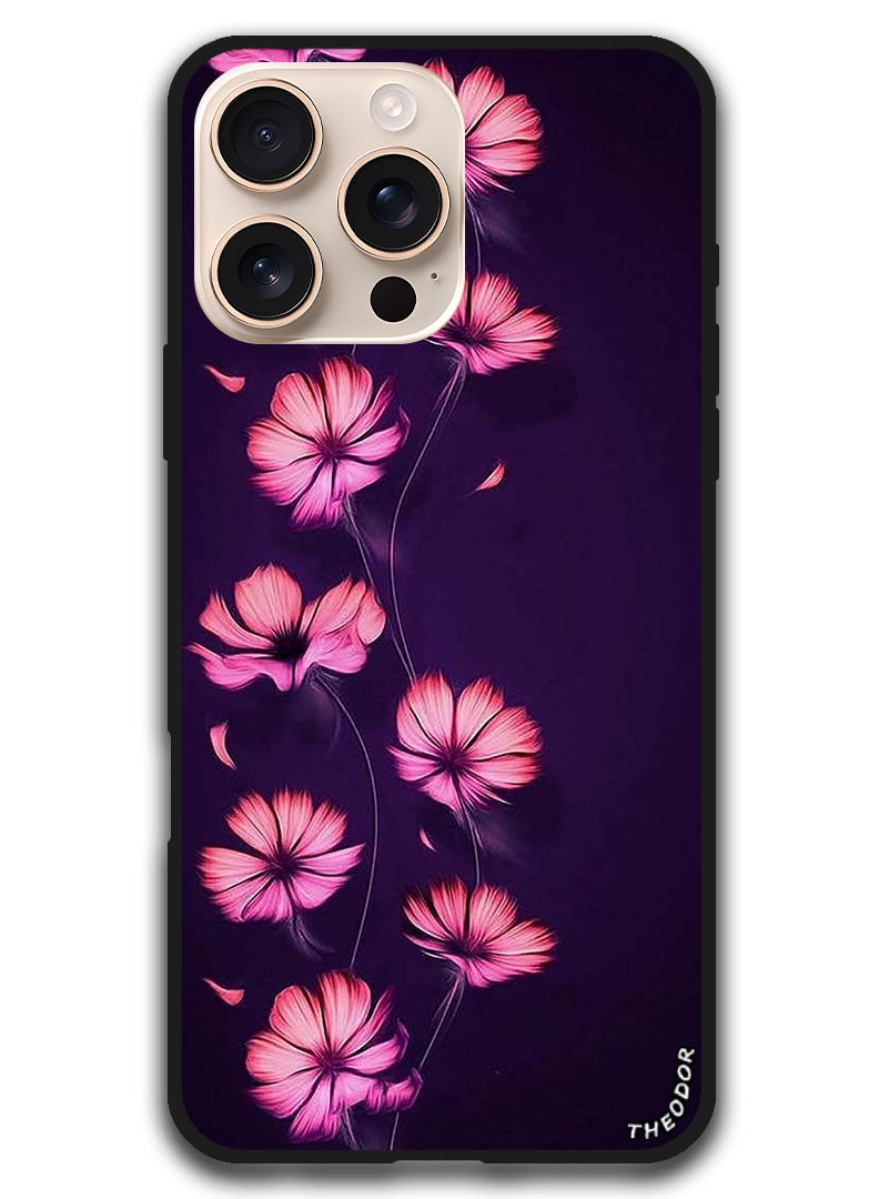 Theodor Protective Case Anti Scratch Shock Proof Bumper Cover For iPhone 16 Pro Max (6.9)-inch Smotth Flower - Image 1