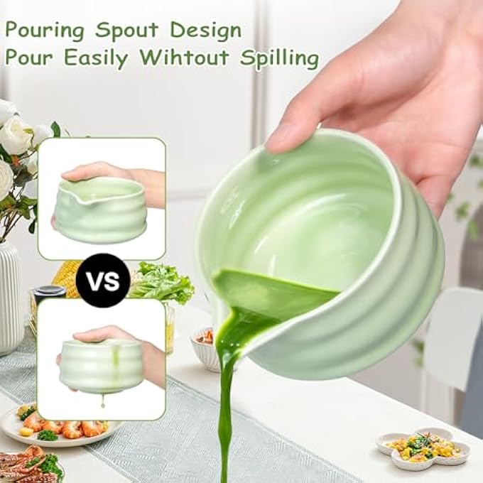 LENND Matcha Whisk Set7Pcs Matcha Kit For Ceremony Ceramic Matcha Tea Set Bowl With Spout Powder Starter Sifter Ceramic Whisk Holder Spoon Japanese Tea ToolsGift For Matcha LoverFriend - Image 4