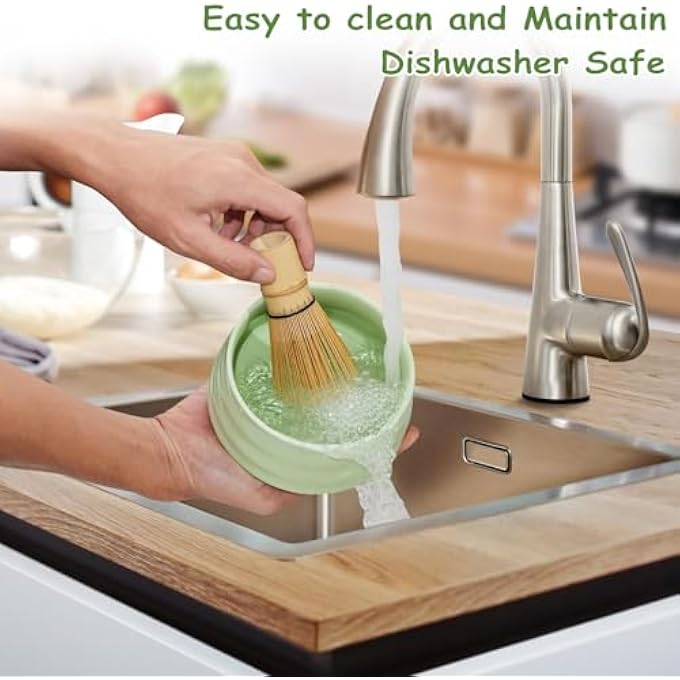 LENND Matcha Whisk Set7Pcs Matcha Kit For Ceremony Ceramic Matcha Tea Set Bowl With Spout Powder Starter Sifter Ceramic Whisk Holder Spoon Japanese Tea ToolsGift For Matcha LoverFriend - Image 5