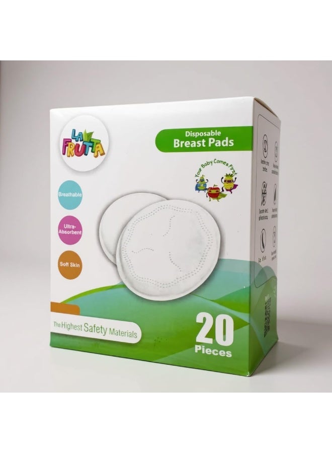 La Frutta Absorbent & Featherlight Disposable Nursing Pads 20 Count, Stay Dry, Soft & Breathable Breast Pads for Leaking Milk, Leakproof, Individually Packaged Breastfeeding Essentials for Moms