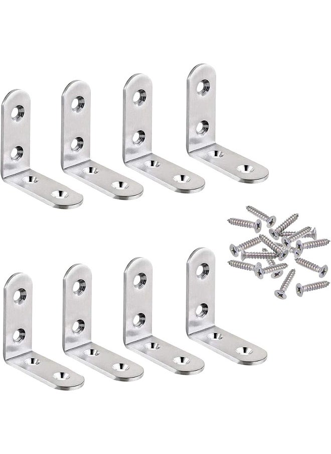 Rubik Corner Brace L Shaped Bracket, 8pcs Stainless Steel Corner Code Decorative Joint Right Angle Bracket for Shelf Supports Fixing Wood Furniture Chair Table Cabinet Bed with Screws (40x40x16mm)  - Image 1