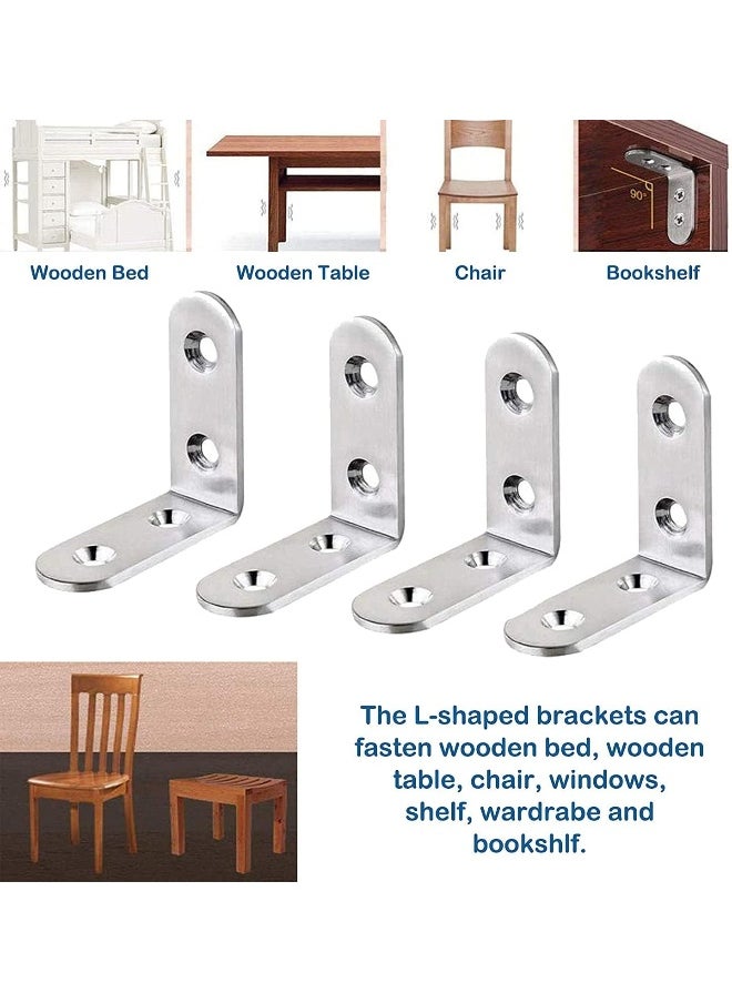 Rubik Corner Brace L Shaped Bracket, 8pcs Stainless Steel Corner Code Decorative Joint Right Angle Bracket for Shelf Supports Fixing Wood Furniture Chair Table Cabinet Bed with Screws (40x40x16mm)  - Image 4