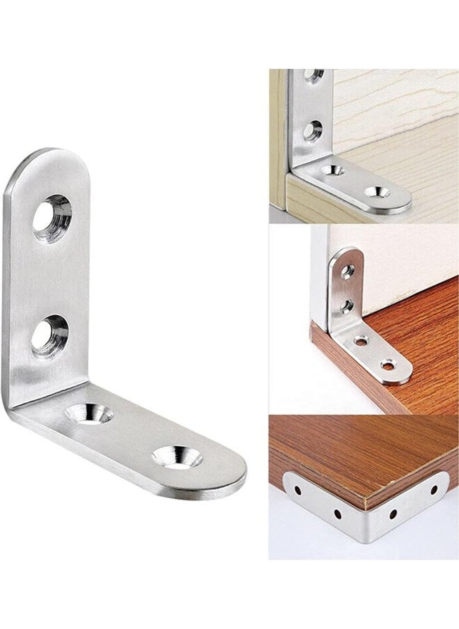 Rubik Corner Brace L Shaped Bracket, 8pcs Stainless Steel Corner Code Decorative Joint Right Angle Bracket for Shelf Supports Fixing Wood Furniture Chair Table Cabinet Bed with Screws (40x40x16mm)  - Image 3