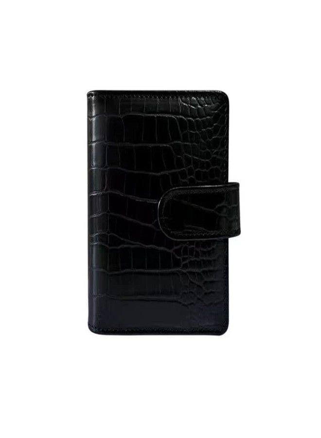 eleger A7 Crocodile Budget Binder Cover - Mini Binder Wallet for Cash Saving, 6-Ring Planner Cover with Hidden Snap Buckle, Black - Image 1