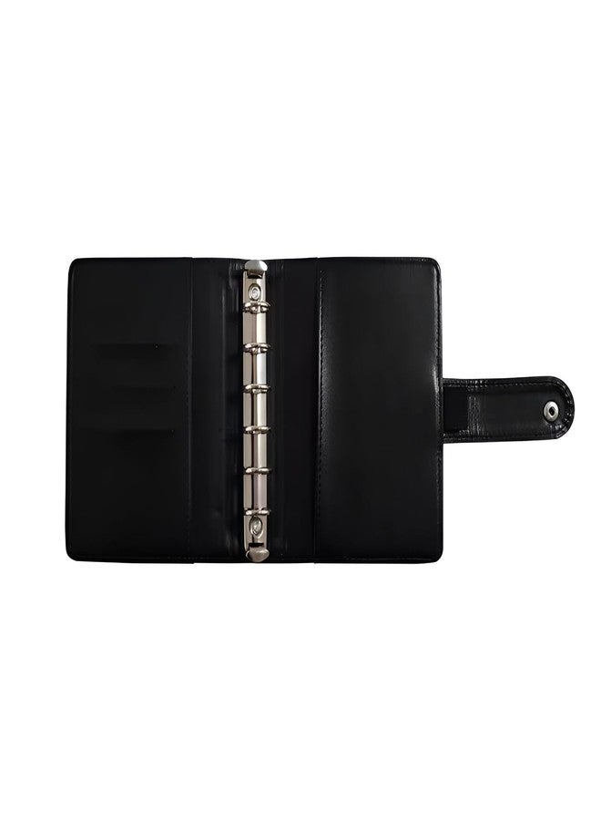 eleger A7 Crocodile Budget Binder Cover - Mini Binder Wallet for Cash Saving, 6-Ring Planner Cover with Hidden Snap Buckle, Black - Image 2