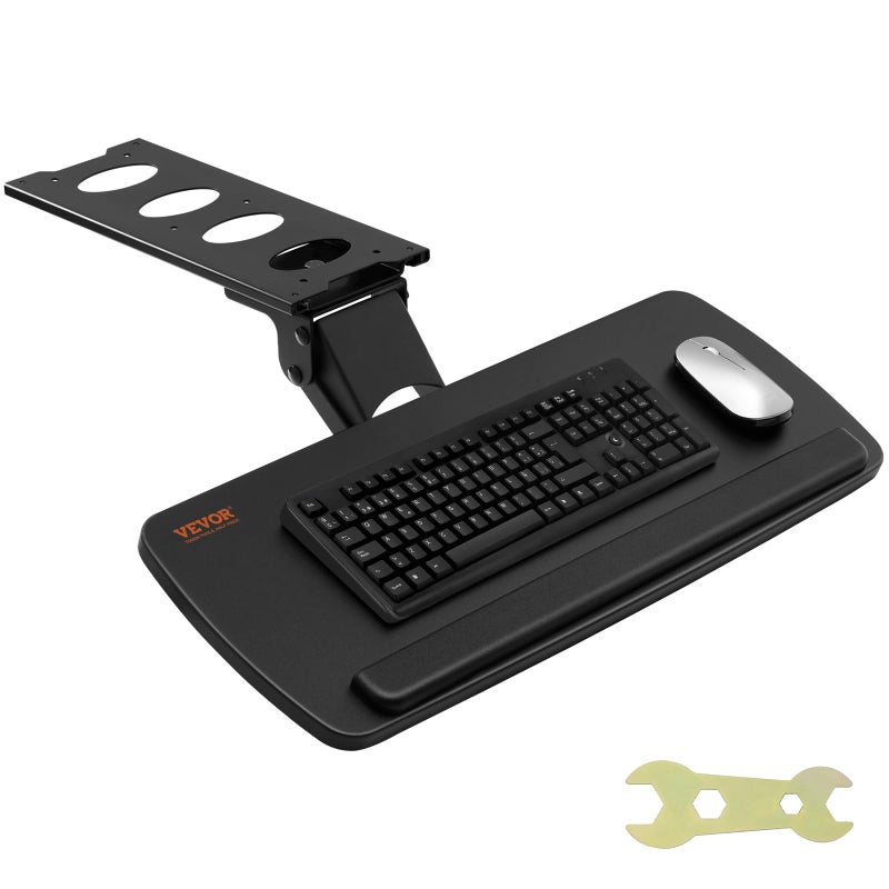 VEVOR Under-Desk Keyboard Tray, Adjustable for Height and Tilt, Slide-Out Design, Spacious 25x9.8 Inch Surface, Ideal for Home and Office Use - Image 1