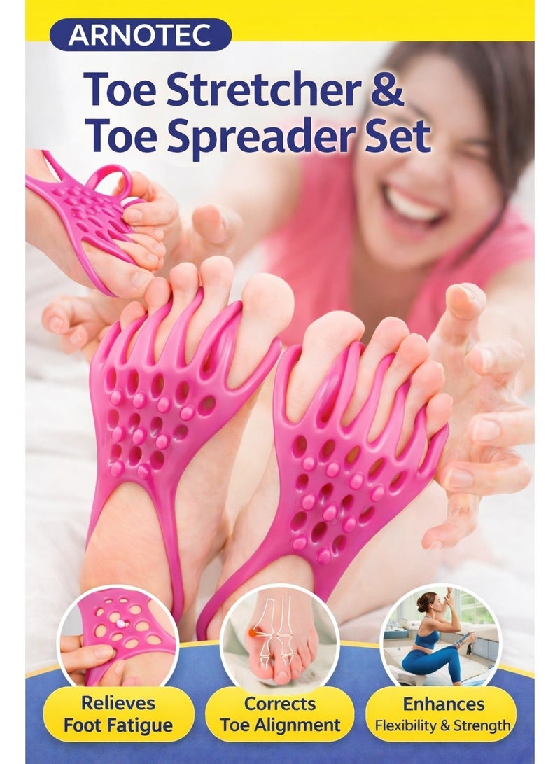 ARNOTEC Toe Stretcher & Toe Spreader 2-Piece Set | Foot Stretching Strap for Muscle Training, Arch Support, Bunion & Valgus Relief, Yoga & Sports Foot Exerciser - Image 1