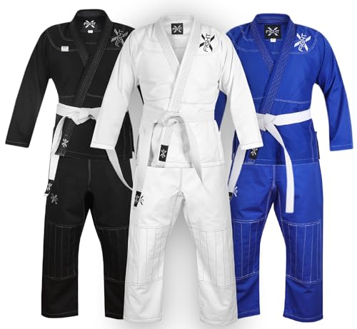 FightX بدلة FightX BJJ للرجال والنساء - بدلة جيو جيتسو البرازيلية خفيفة الوزن مع حزام مجاني (أبيض، A1) - Image 1