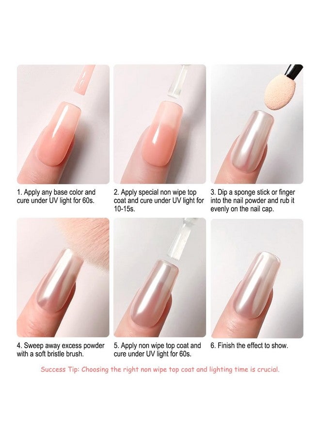 Fokostar 2Pcs Moonlight White Chrome Nail Powder, Aurora Pearl Chrome Nail Powder Magic Clear Pearlescent Mirror Effect Holographic Nail Glitter White Shimmer Sugar Pigment Dust for Nails Art Design 1g/Jar - Image 4