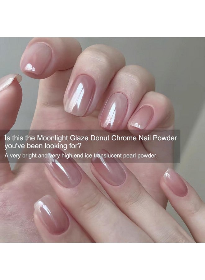 Fokostar 2Pcs Moonlight White Chrome Nail Powder, Aurora Pearl Chrome Nail Powder Magic Clear Pearlescent Mirror Effect Holographic Nail Glitter White Shimmer Sugar Pigment Dust for Nails Art Design 1g/Jar - Image 3
