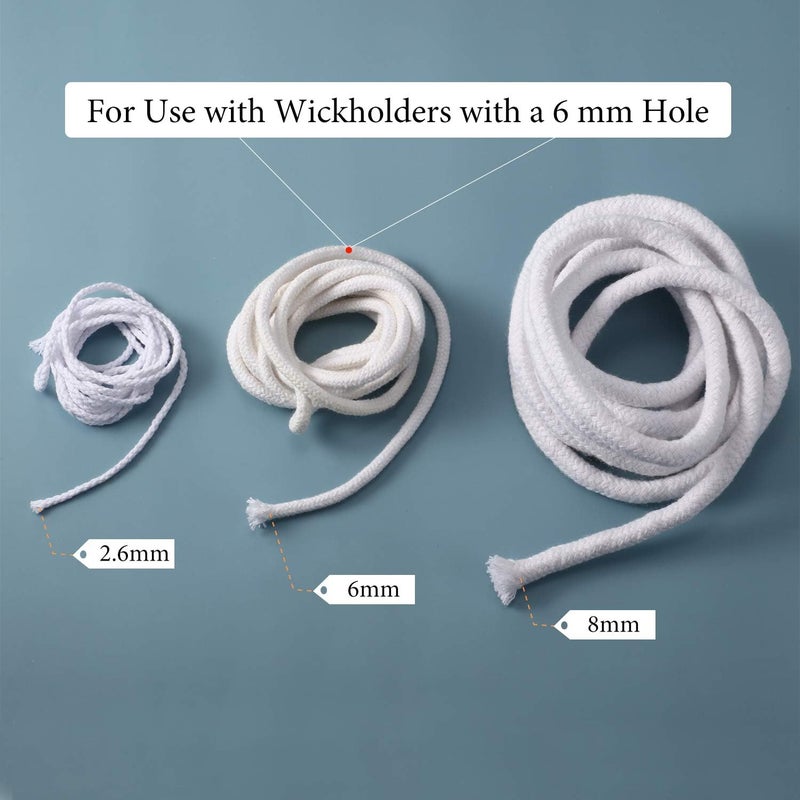 BBTO 6.56 Feet Candle Oil Lamp Wicks Replacement Braided Round Wick for Oil Lamps, DIY Handmade Candle Lantern Making Supplies for Winter Easter Birthday Party(6 mm/ 0.23 Inch) - Image 2
