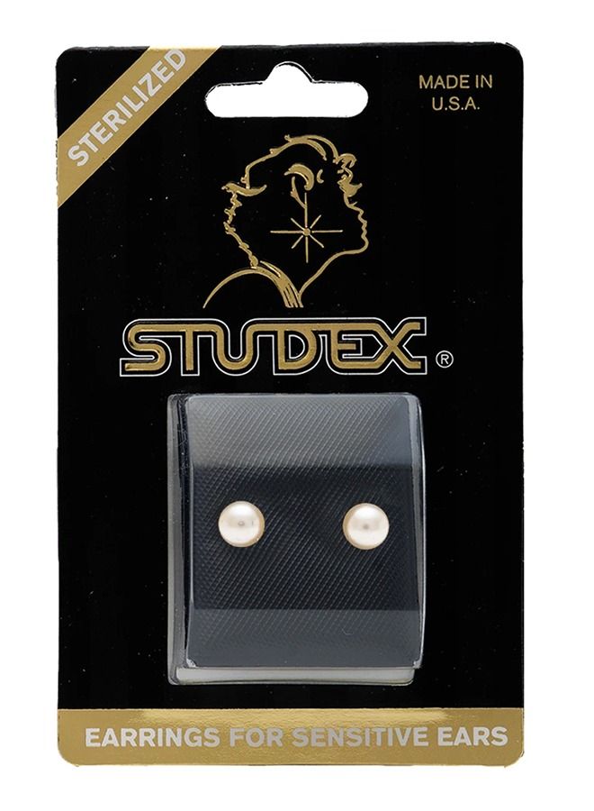 6MM White Pearl 24K Pure Gold Plated Ear Studs