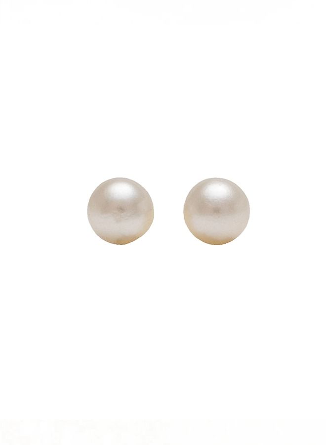 6MM White Pearl 24K Pure Gold Plated Ear Studs