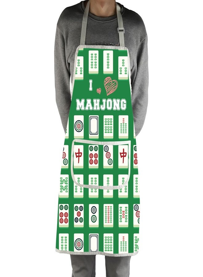 MBMSO Mahjong Apron with Pockets Mahjong Lover Gifts Mahjong Gifts for Grandpa Kitchen Cooking Apron Mahjong Players Gifts (Mahjong Apron-green) - Image 4