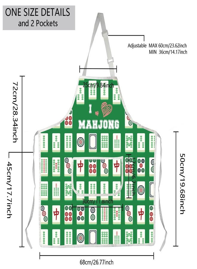 MBMSO Mahjong Apron with Pockets Mahjong Lover Gifts Mahjong Gifts for Grandpa Kitchen Cooking Apron Mahjong Players Gifts (Mahjong Apron-green) - Image 2