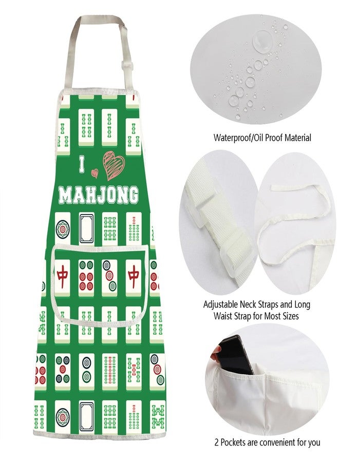 MBMSO Mahjong Apron with Pockets Mahjong Lover Gifts Mahjong Gifts for Grandpa Kitchen Cooking Apron Mahjong Players Gifts (Mahjong Apron-green) - Image 5