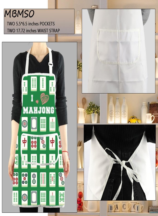 MBMSO Mahjong Apron with Pockets Mahjong Lover Gifts Mahjong Gifts for Grandpa Kitchen Cooking Apron Mahjong Players Gifts (Mahjong Apron-green) - Image 3