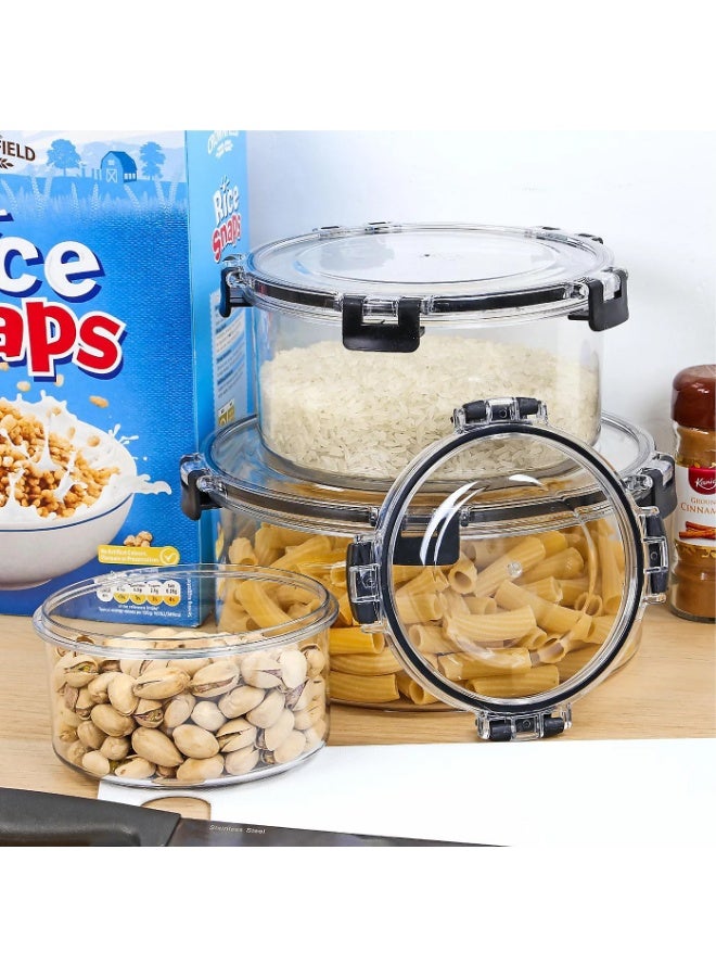 KITCHENOO 3-pack of airtight plastic food storage containers with black lids (small, medium, and large) | Leakproof and microwave, freezer, and dishwasher safe - Image 4