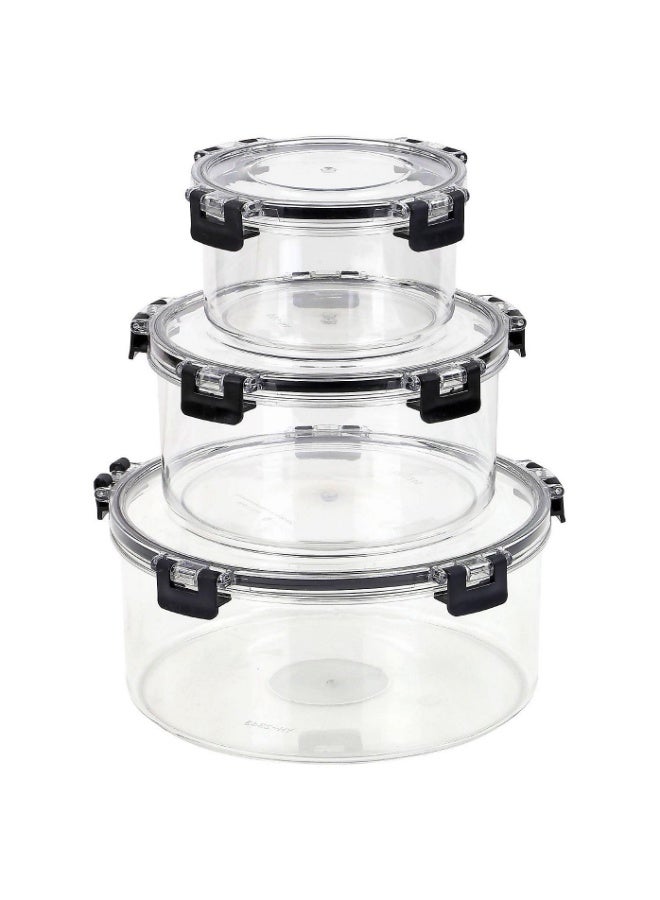 KITCHENOO 3-pack of airtight plastic food storage containers with black lids (small, medium, and large) | Leakproof and microwave, freezer, and dishwasher safe - Image 1