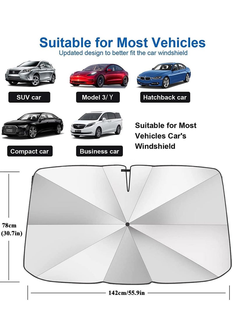 Car Windshield Sunshade, UPF50+ Upgraded Opening Design Foldable and Durable, 360° Bendable Car Protective Umbrella for Car Sun Protection - Image 2