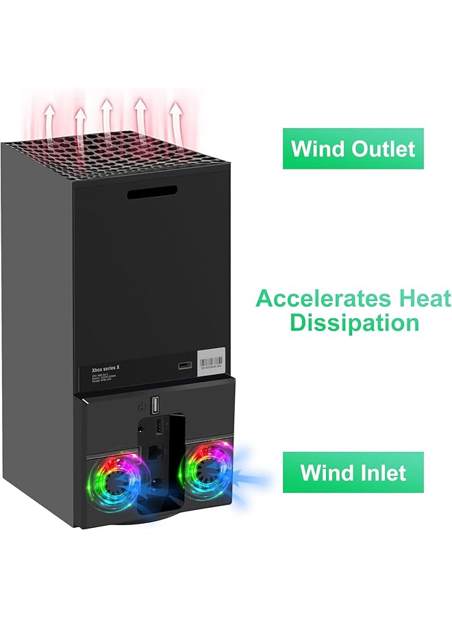 Linkstyle Cooling Fan For Xbox Series X Vertical Cooling Stand Cooling System With Colorful Rgb Lights And 1 Usb Port - Image 4