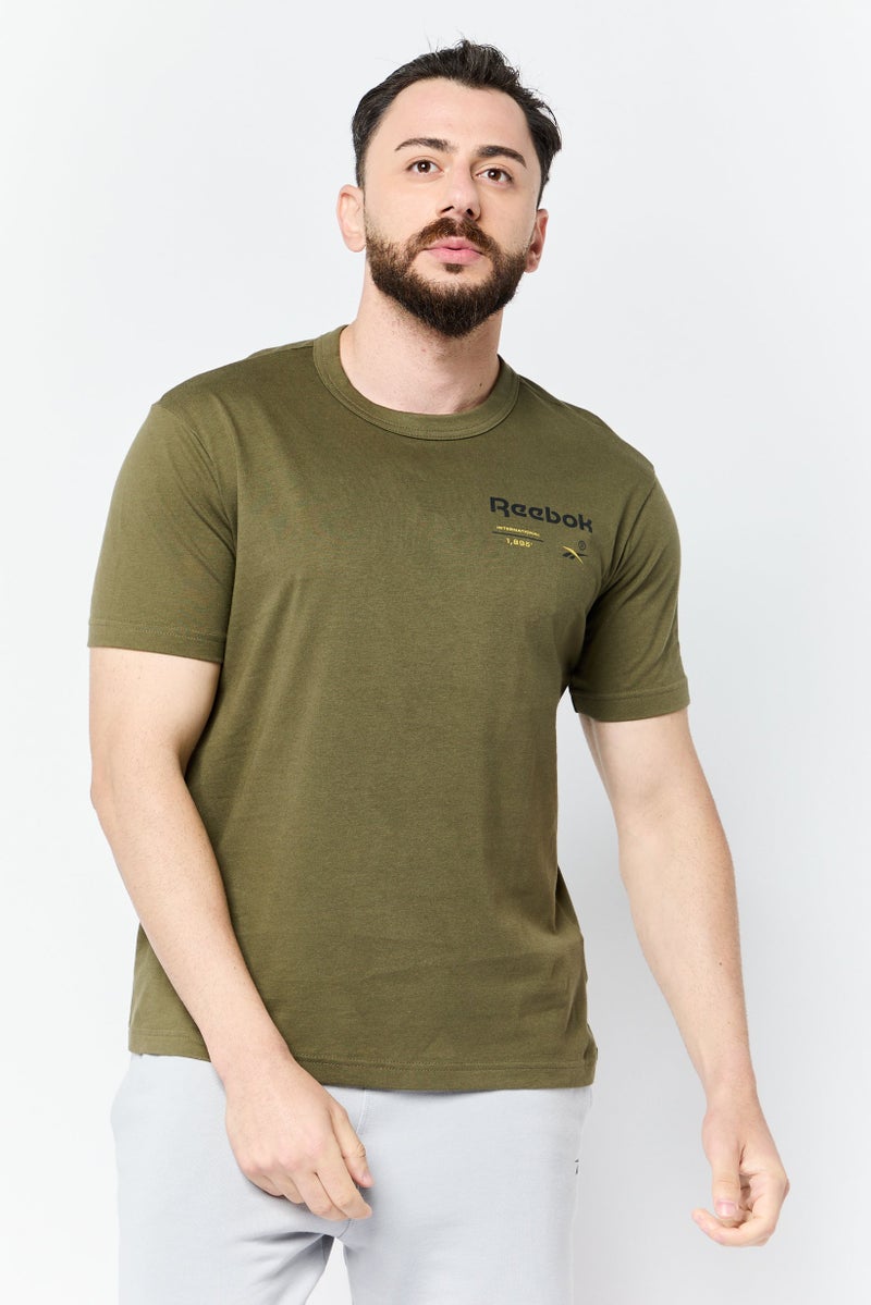 Reebok Men Sportswear Fit Short Sleeve Outdoor T-Shirt, Army Green  - Image 1
