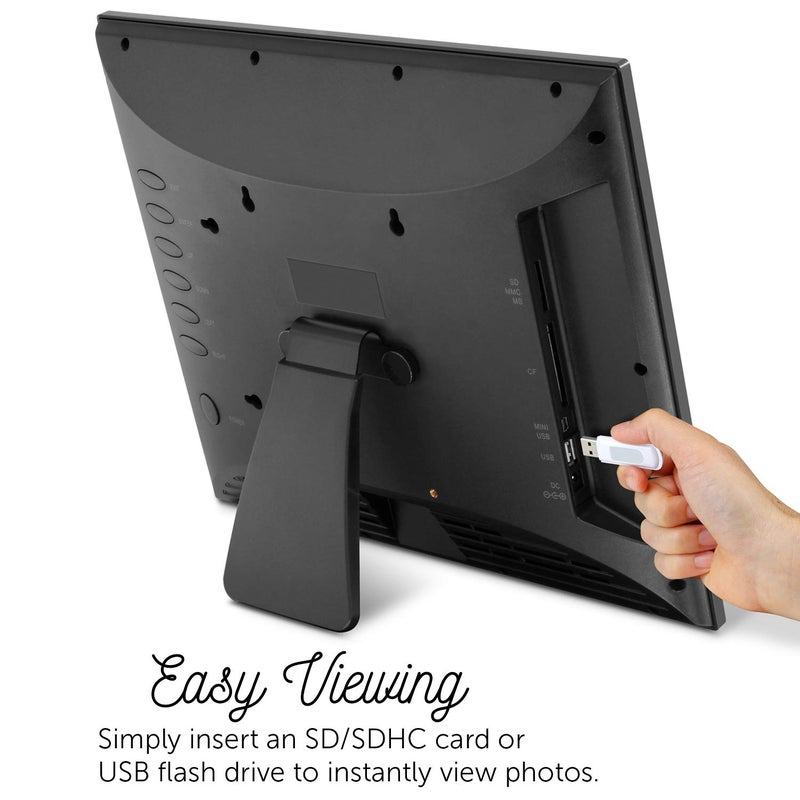 Aluratek 8 Inch LCD Digital Photo Frame with Auto Slideshow Using USB SD/SDHC (ADPF08SF) - Black - Image 3