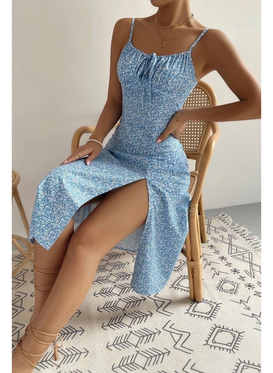 Bella Notte Floral Patterned Pleated Summer Dress  - Image 3