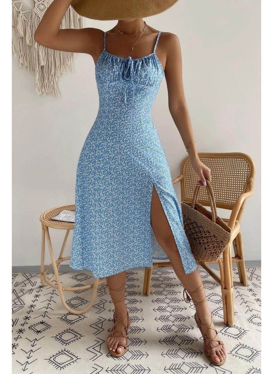 Floral Patterned Pleated Summer Dress - pzsku/Z3A2268A62E9D036FDF2FZ/45/_/1740652473/88d6592b-9026-4399-ae9e-01372f940502