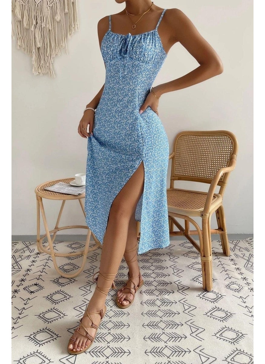 Bella Notte Floral Patterned Pleated Summer Dress  - Image 4