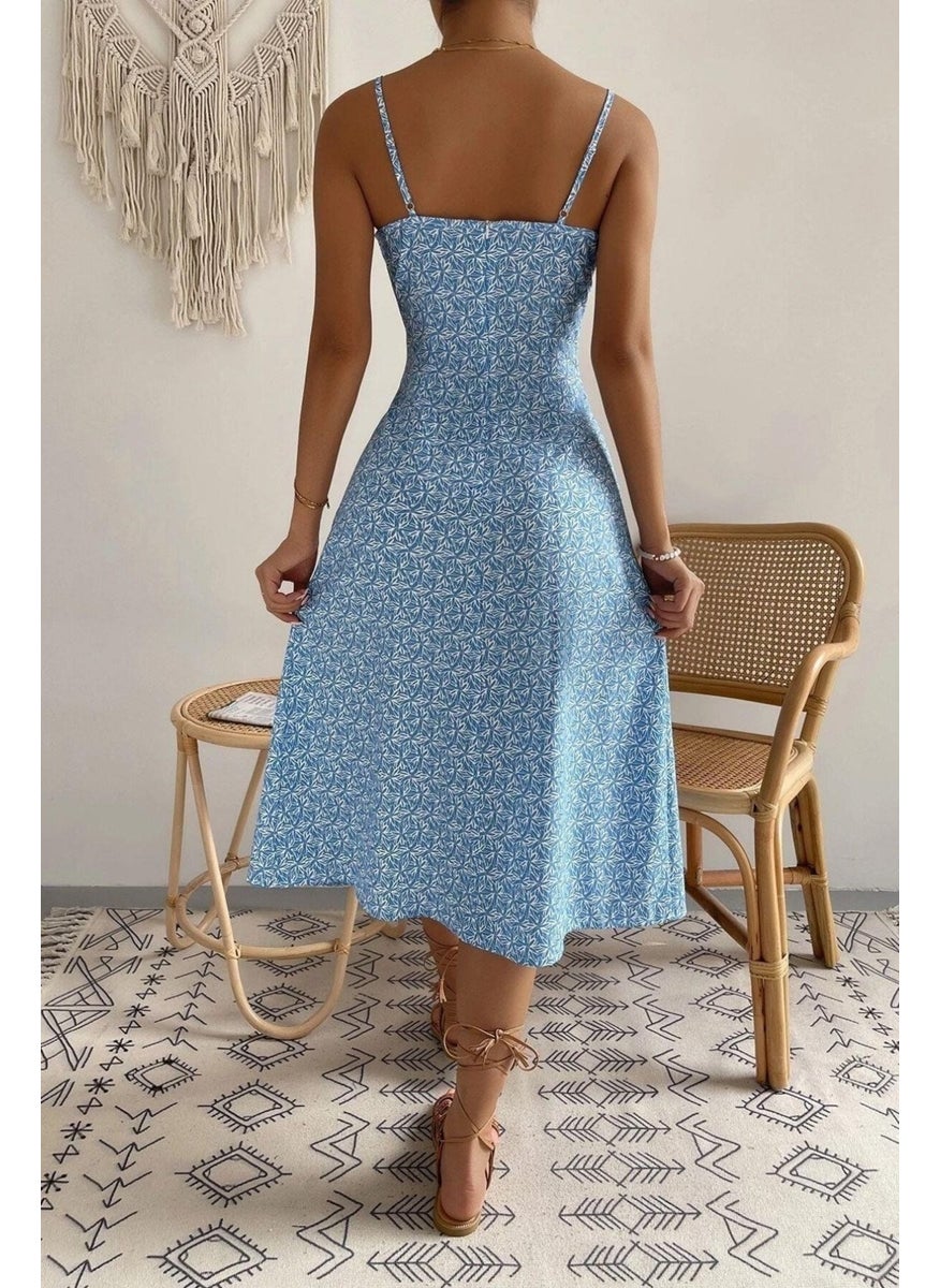 Bella Notte Floral Patterned Pleated Summer Dress  - Image 5