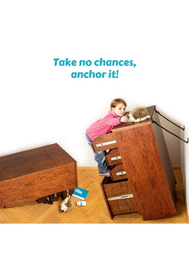 بوكسيكي كيدز أشرطة أثاث الأطفال من بوكسيكي - شريط مضاد للانقلاب لحماية الطفل وسلامته - عبوة من 8 أشرطة حائط قابلة للتعديل وأشرطة تلفزيون - مثبتات لتثبيت الأرفف والخزائن (أسود) - Image 3