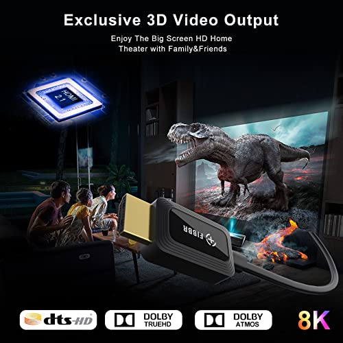 FIBBR 8K Fiber Optic HDMI Cable 3ft, 48Gbps High-Speed HDMI 2.1 Cable 8K@60Hz 4K@120Hz Dynamic HDR/eARC/HDCP 2.3, Ultra HD Directional HDMI Cord Compatible with LG Samsung Sony TV /PS5/Blu-ray - Image 2