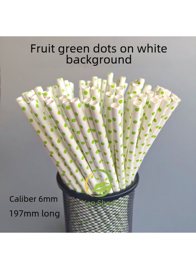 Generic - Spot Printing Paper Straw Color Disposable Paper Straw Small Polka Dot Wave Dot Party Decoration With Beverage Tube-Color:White Background Light Powder Small Dot - Image 1