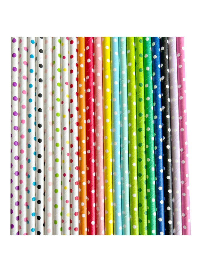 Generic - Spot Printing Paper Straw Color Disposable Paper Straw Small Polka Dot Wave Dot Party Decoration With Beverage Tube-Color:White Background Light Powder Small Dot - Image 1