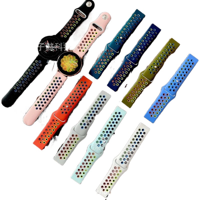سوار ساعة ذكية رياضي من السيليكون متوافق باللون وردي قابل للتعديل مع Samsung Galaxy Watch بملاءمة قابلة للتعديل وحزام ناعم للاستبدال اليومي - Image 1