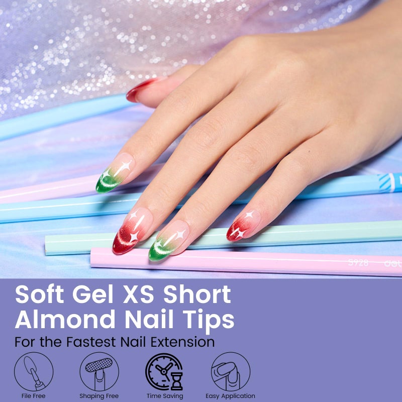 Wilfniee Extra Short Almond Nail Tips: 240Pcs Small Clear Almond Nails Soft Gel Fake Nail Tips for Nail Extension, 12 Sizes Full Cover Clear Press on Nails for Girls for Home DIY Salon - Image 2