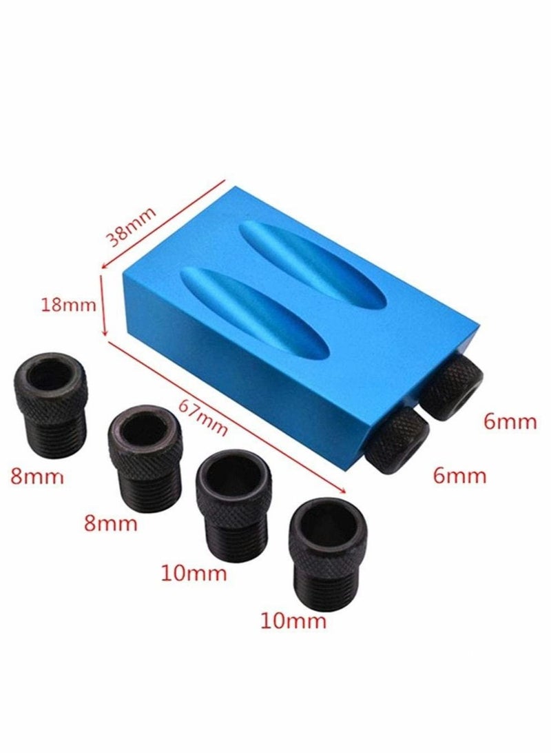 Excefore 15 Degree Woodworking Angled Hole Fixture Kit, Comes with 6/8/10mm Drive Adapter for Woodworking Angled Drilling, Angle Woodworking Positioner Fixtures 14pcs  - Image 2