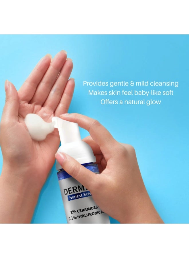 DERMDOC Ceramide Hyaluronic Acid Face Wash for Dry Skin Hydrating Gentle Foaming Cleanser with Vitamin E Moisturizing Face Cleanser for Soft Smooth Skin 80 ml - Image 3