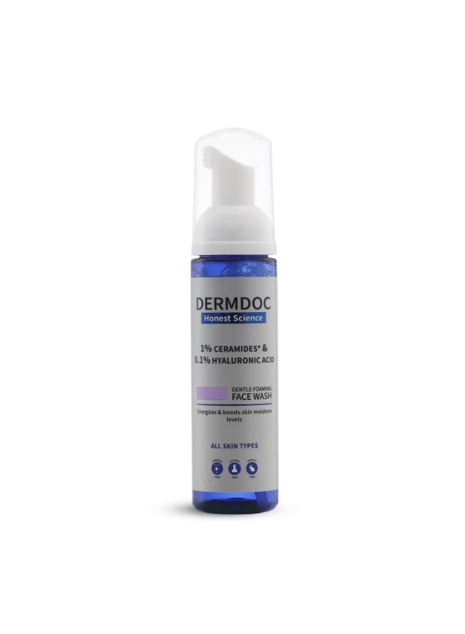 DERMDOC Ceramide Hyaluronic Acid Face Wash for Dry Skin Hydrating Gentle Foaming Cleanser with Vitamin E Moisturizing Face Cleanser for Soft Smooth Skin 80 ml - Image 1