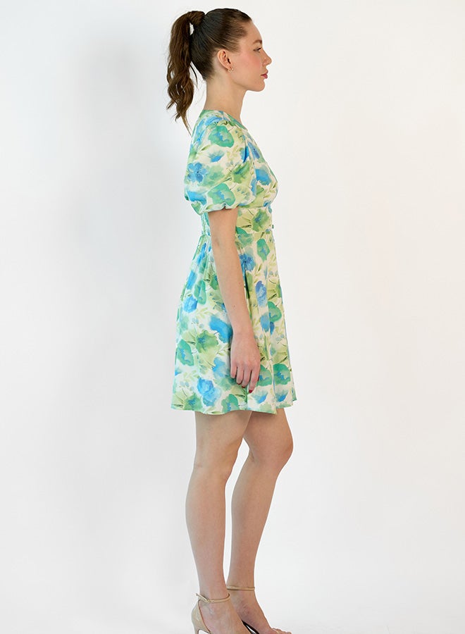 Virgio VIRGIO  100% Viscose Puff Sleeve Mini dress - Image 3