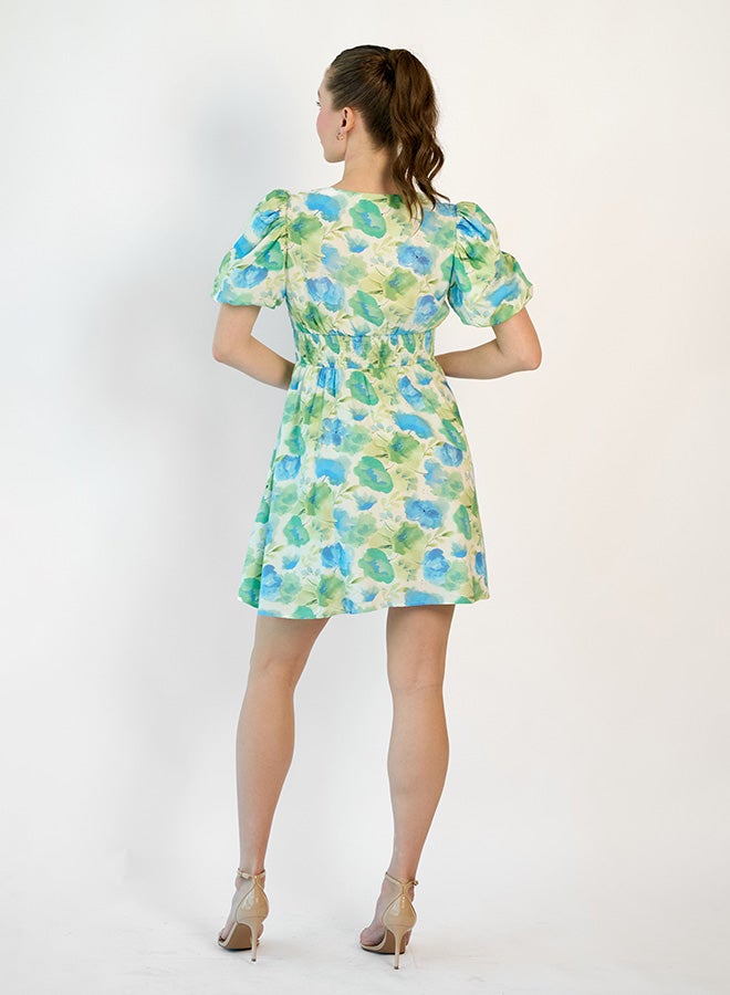 Virgio VIRGIO  100% Viscose Puff Sleeve Mini dress - Image 2