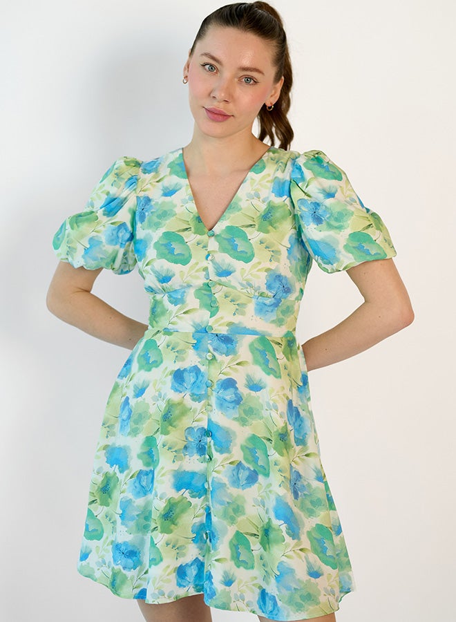 Virgio VIRGIO  100% Viscose Puff Sleeve Mini dress - Image 5