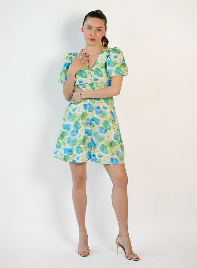 Virgio VIRGIO  100% Viscose Puff Sleeve Mini dress - Image 1