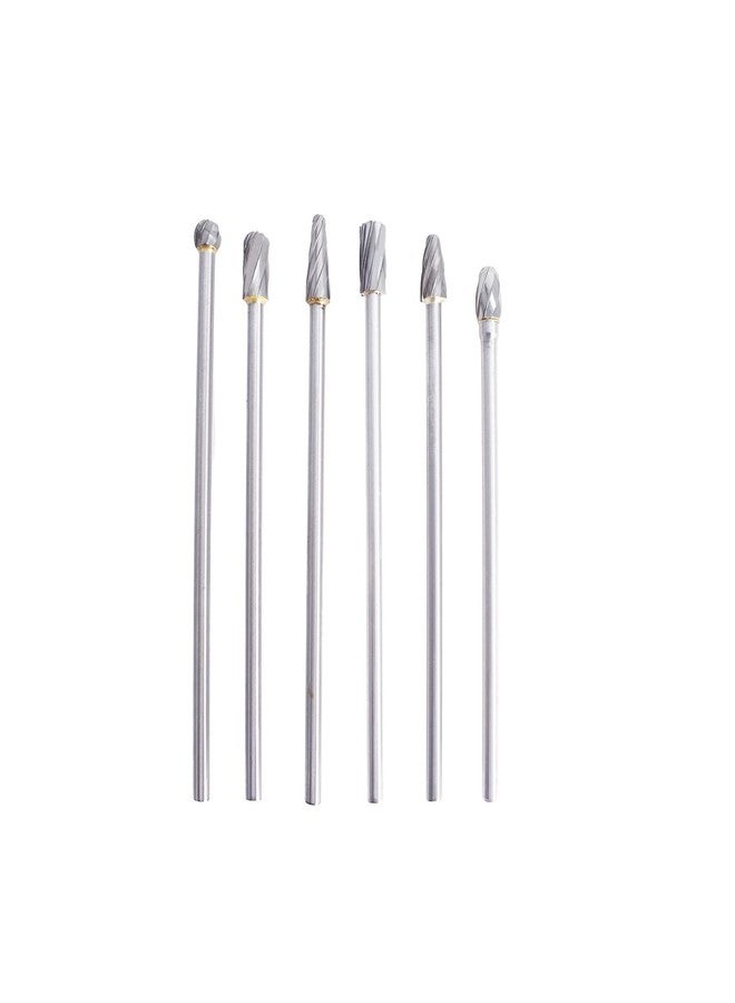 findmall 6Pcs Carbide Alloy Rotary Burr Set 6mm(1/4") Shank 10mm Head 150mm Length for DIY Woodworking Metal Carving Polishing Engraving Drilling - Image 1